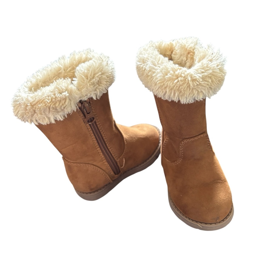 Cat & Jack Faux Suede Fur Lined Boots Sz 5 Toddler Girl Side Zip